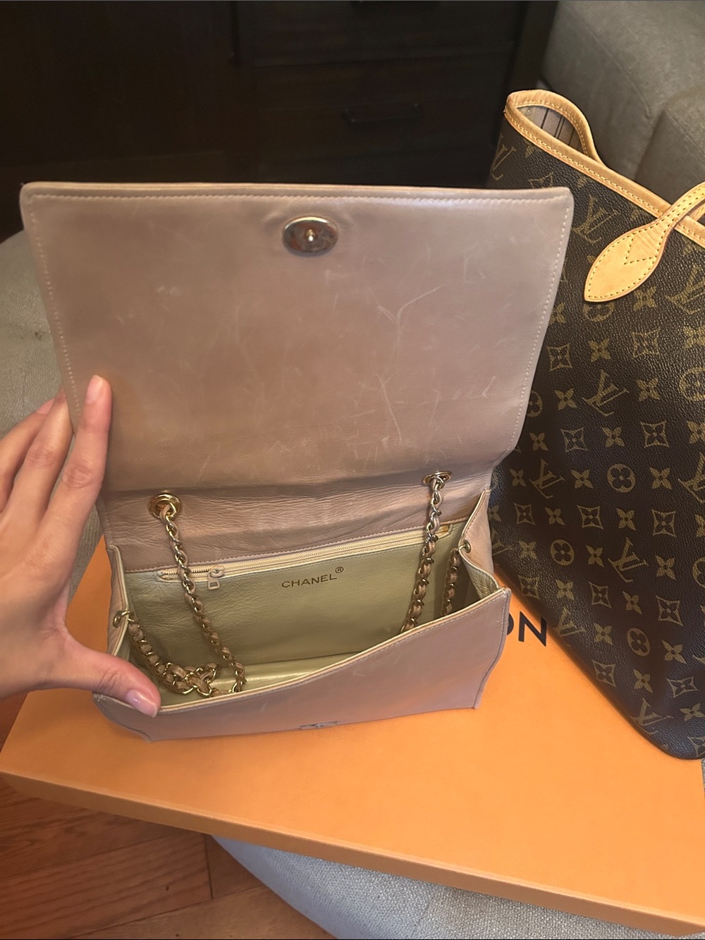 LV MM Mon, Favorite Damier Ebene MM, Vintage classic Chanel bags bundle of 3 - Picture 7 of 17